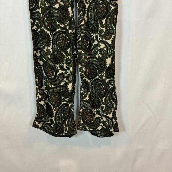 Zara Women's Pull on Green Paisley Pleated Pants Size XS Bohemian Straight Leg - Picture 3 of 14